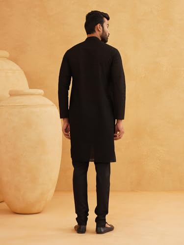 Image of Sojanya (Since 1958 Motifs Embroidered Thread Work Pure Cotton Straight Kurta With Churidar