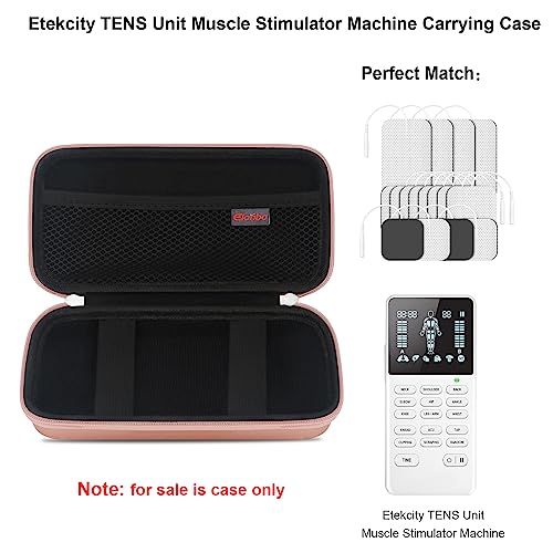 Image of Elonbo Carrying Case for Etekcity TENS Unit Muscle Stimulator Machine, Hard Travel Organize Bag for Electric Pulse Massager, Extra Mesh Pocket Fits Electrode Pads Lead Wires Charger, Rose Gold