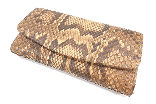 Genuine Python Snake Skin Leather Women's Trifold Clutch Wallet (Burmese Beige)
