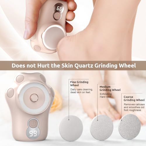 Image of HANNEA Electric Foot Callus Remover 3 Speeds USB Rechargeable Feet Scrubber Dead Skin Remover Cute Electric Foot File with 3 Interchangable Grinding Pads Travel