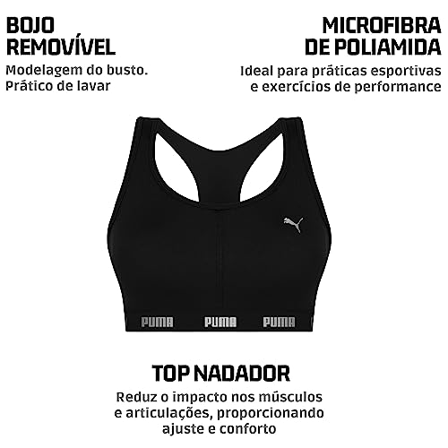 Kit 02 Top Nadador Puma Microfibra Feminino Adulto | 1 Preto - 1 Rosa | M | 27060.002.M.551_812_02UN