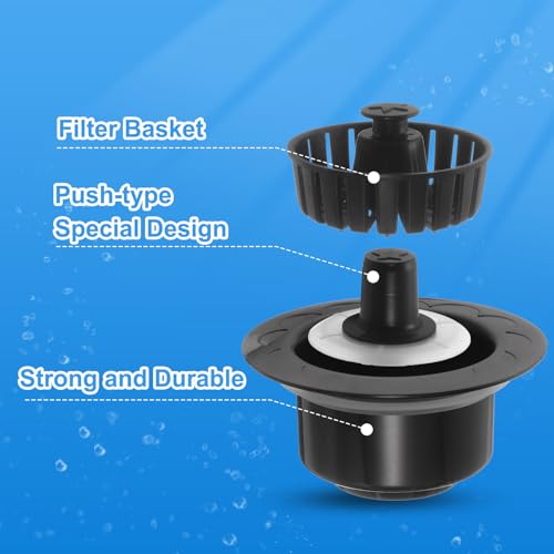 Colador para desagüe de fregadero de cocina ABS negro miniatura 3