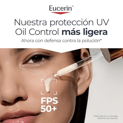 Miniatura 5 de Eucerin Sun Face Oil Control Sérum Facial UV FPS50+ 30ml - Protector Solar Facial 50 Ligero y Matificante - Sérum con Protección Solar 50+ y Complejo Anti-Polución - Invisible - Piel Mixta/Grasa