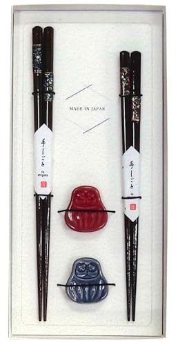 田中箸店 箸・箸置ギフトセット 万華鏡 紺/朱 23cm/21cm No.019161