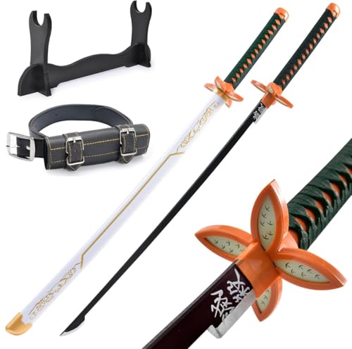 Udekit Anime Ninja Espada de Bambú Katana Guerrero Arma–40pulgadas(104 cm),con Cinturón y Soporte,para Halloween Fiesta Temática Carnaval Fiesta de Disfraces Cosplay