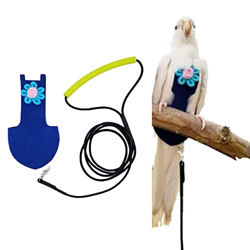 Yu’s north Bird Diaper Harness Flight Suit Clothes with Flying Leash for Parrots Cockatiel Pet Birds, Parrot Clothes, Training Nappy Liners (M, Blue), Medium