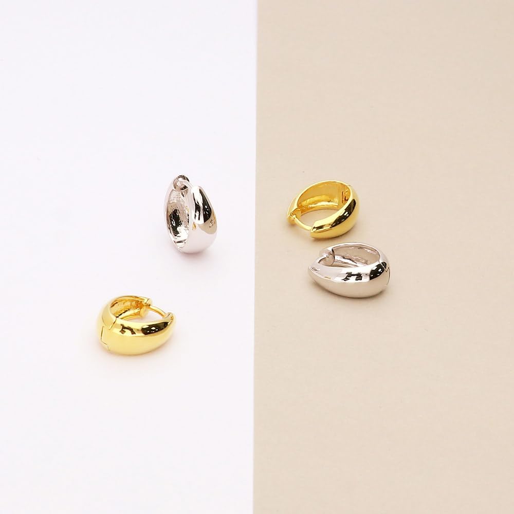 BERRICLE Sterling Silver CZ Dome Fashion Hoop Huggie Earrings for Women, Cubic Zirconia, Rose/Yellow Gold Flashed, Small/Medium Size (0.5-1 Inch) - Image 7