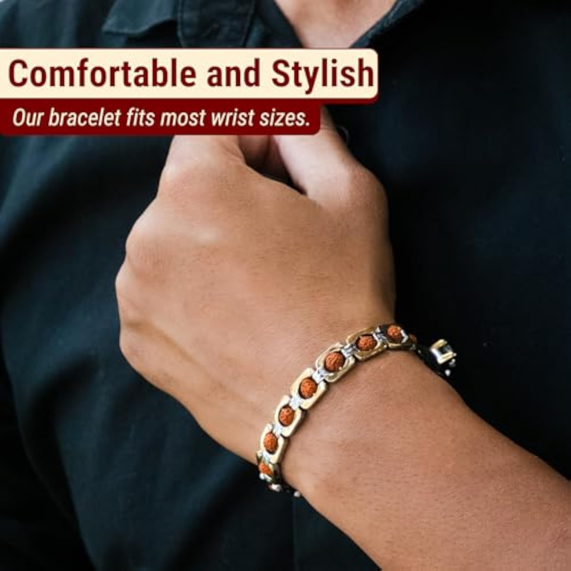 Plated DuoTone Rudraksha Bracelet, Spiritual Protection Gift