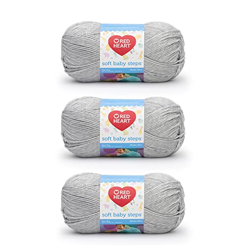 Image of Red Heart Soft Baby Steps Yarn for Crocheting, Elephant, 3-Pack | #4 Medium Worsted Weight, 100% Acrylic, Soft Texture for Knitting Blankets, Sweaters, Hats, Garments, 256 yards, 141g /5oz