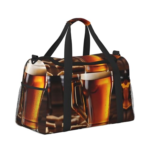 Beer Print Travel Duffle Bag Large Capacity Tote Stylish Weekender Bag for Outdoor Activities3