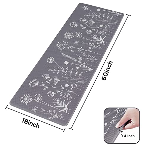 Aspmiz OD258-PVC-E-P#3 Floral Kitchen Runner Rug Cushioned Anti-Fatigue, Non Slip Laundry Rug Memory Foam Flowers, Farmhouse Heavy Duty Standing Mat Waterproof Kitchen Floor Comfort Mats thumb #6