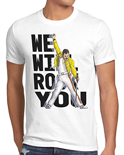 style3 Rock You Camiseta para Hombre T-Shirt Freddie Live Festival You, Talla:, Color:Blanco