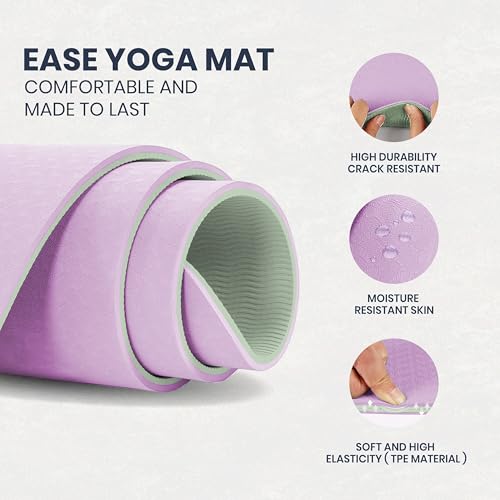 Image of JASPO Ease Yoga Mat 6mm Extra Wide with Carry Strap & Bag, Non-Slip Anti-Skid Exercise Mat, Non-Toxic Latex-Free, Lightweight & Tear-Resistant Workout Mat for Yoga, Pilates, Meditation & Home Gym (6ft X 2.62ft) (Pink)