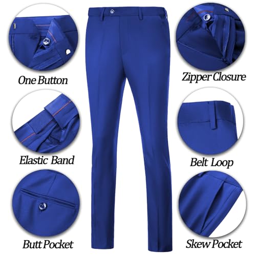 Image of Mens Suit Slim Fit 3 Piece Double Breasted Suit Men Formal Tuxedo Set Casual Wedding Prom Groom Suits