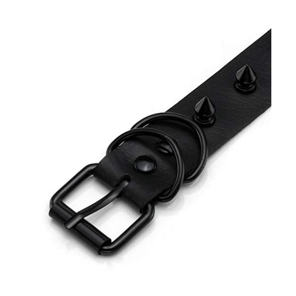 Manfnee Punk Gothic Choker Halsband Halskette PU Leder Spike Nieten Herz O-Ring Choker Männer Frauen – Bild 4