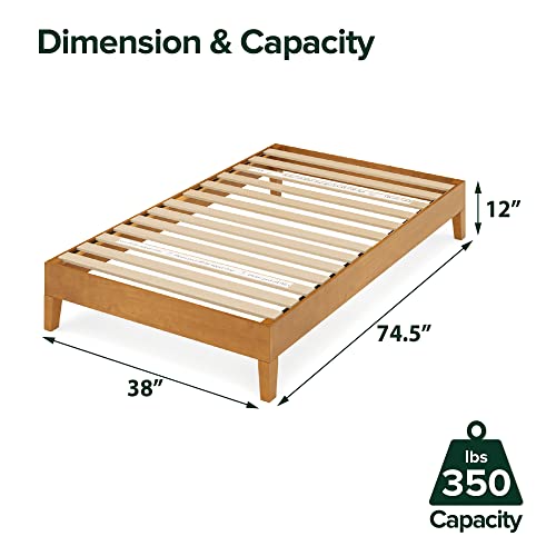 Image of Zinus Alexis Deluxe Wood Platform Bed Frame, Solid Wood Foundation, No Box Spring Needed, Wood Slat Support, Easy Assembly, Rustic Pine, Twin