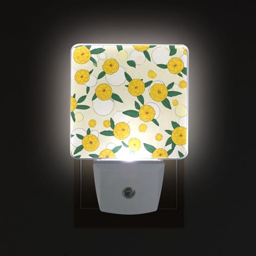 Lámpara de noche LED sensor amarillo con hojas verdes miniatura 2