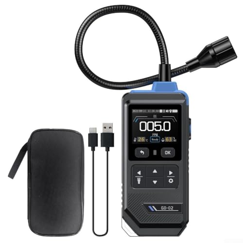 Yhenlovtt Detector de fugas de gas con sensor de 0-50000 ppm y alarma audible, monitoreo de isobutano y propano y metano, modelo GD-02 para el hogar e industrial