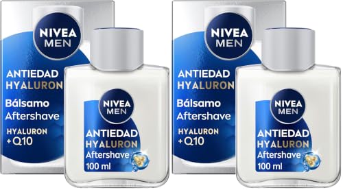 NIVEA MEN Hyaluron Bálsamo After Shave Antiedad con Ácido Hialurónico (1 x 100 ml), bálsamo hidratante para calmar la piel tras el afeitado, bálsamo facial refrescante (Paquete de 2)