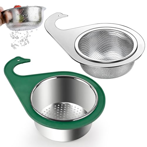 Yichalodge 2 Sieb für Spülbecken Edelstahl für Wasserhähne mit einem Durchmesser < 4.3 cm Waschbecken Sieb Schwanenform Siebkorb Wasserhahn Hängender Filterkorb
