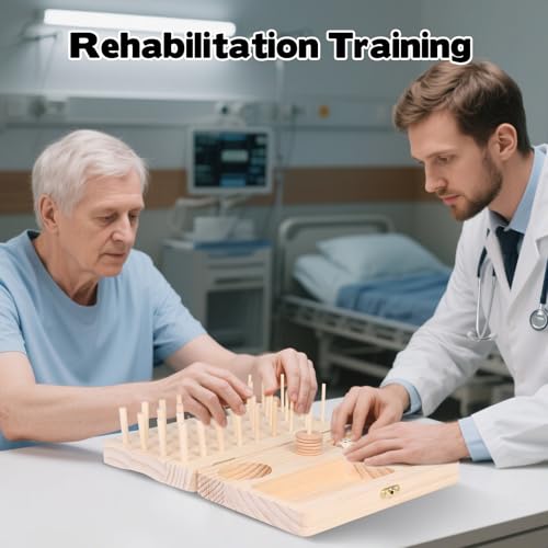 Wooden Pegboard for Finger Dexterity, 36-Hole Wooden Hand Therapy Peg Board with Finger Exercise Tools, Occupational Therapy Toys for Adults to Improve Fine Motor Skills and Hand-Eye Coordination - Image 8