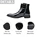 UCHUSI Mens Boots, Mens Leather Pointed Toe Lace Up Ankle Chukka Boots Fashion Ankle Buckle Strap Side Zip Low Block Oxford Boots For Formal Business Work Office Daily(Black,8.5)