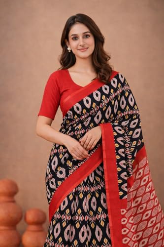 Image of Jack & Jini Women's Floral Print Pure Georgette Saree with Blouse Piece | Soft Casual & Festive Drape | Gift for Mother, Wife.