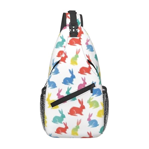 Mochila bandolera urbana con estampado de conejos para viajes y senderismo