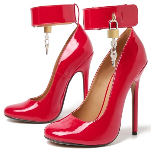 F&A LOVING Women's 6 Inch Stiletto Heel Fetish Pump with Lock and Key3