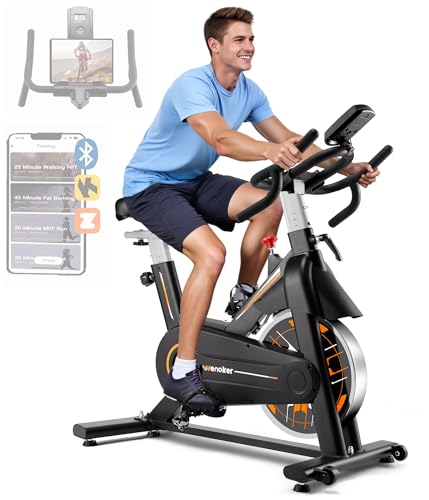 Exercise Bike, WENOKER Magnetic Resistance Stationary Bike for Home, App Supported Indoor Bike with Whisper Quiet, Heavy Flywheel and Upgraded Digital Display