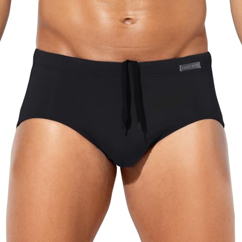 Casey Kevin Men's Classic Solid Swim Briefs Sexy Bikini Underwear Tan Through Full Coverage Swimwear