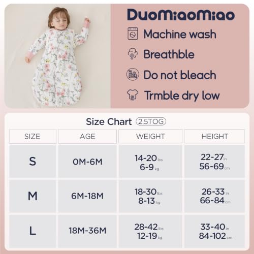 Image of Duomiaomiao 2.5 TOG Baby Sleep Sack 100% Cotton Winter Long Sleeve Baby Wearable Blanket, Super Warm Quilted Comfy Toddler Sleeping Sack