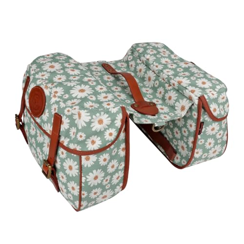 TOURBON Nylon Double Pannier Rear Rack Bag for Bicycle, Bike Saddlebag with Shoulder Strap