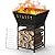 24 Inch Outdoor Fire Pit Square Wood Burning Smokeless Firepit with Camping Grill Portable Firepits for Outside Patio Heating Backyard Picnic Bonfire and BBQ, Black