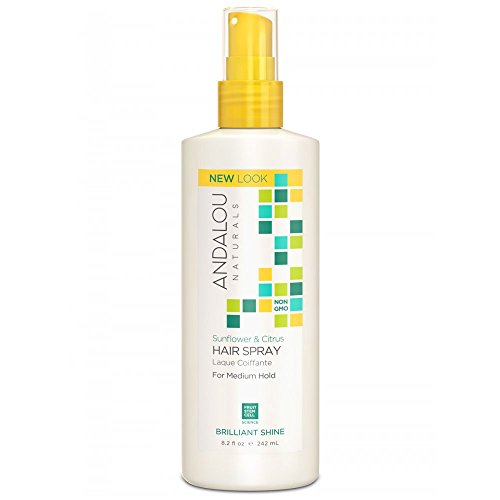 Andalou Naturals Sunflower & Citrus Hair Spray, Brilliant Shine, 8.2 Fl. Oz