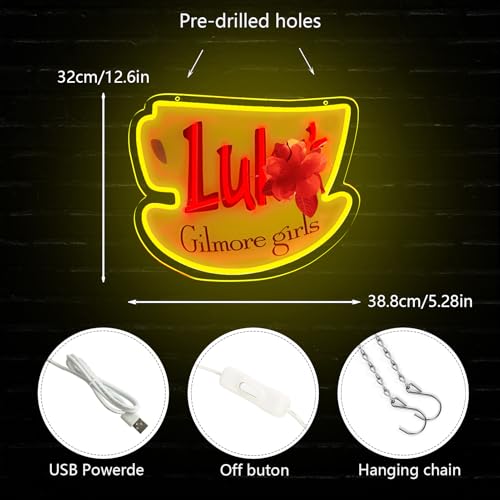 Image of Pugna Luke's Coffee Neon Signs for Wall Decor Dimmable Neon Lights for Bedroom Led Signs Suitable for Dormitory Man Cave Christmas Gift 15.7 x 12.9IN-USB Powered-Acrylic