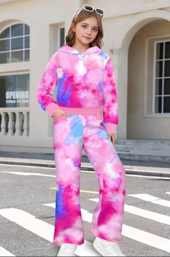 Girls Clothes Solid Crop Tops Hoodie Clothing Sets Straight Leg Sweatpants 2 Piece Outfits Fall Winter 6-14Y3