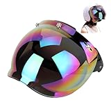 ヘルメット シールド バブルシールド ヘルメットシールド ジェット ミラー 曇り止め UVカット 紫外線カット ユニバーサル 開閉式 風防タイプ 3スナップ カラフル