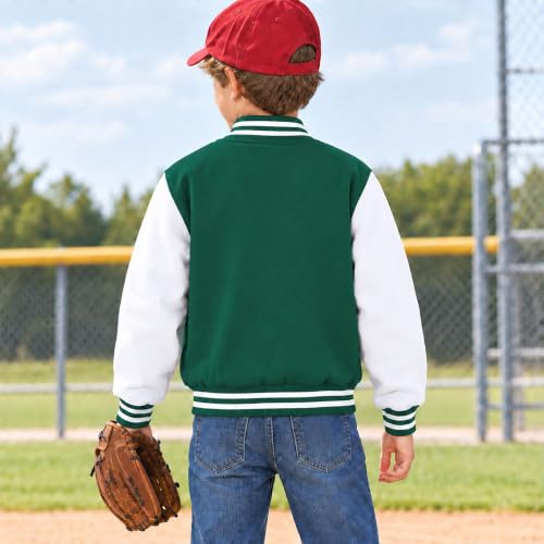 Image of Kids Baseball Jackets Boys Girls Fit Varsity Jacket Casual Lightweight Plain Button Cardigan School Coat