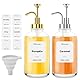 Marsred Sirup Spender Glas Set, 2 stück Kaffeesirup Spenderflasche 500ml für Kaffee Bar Organisation, silber und golder Sirup Flaschen zum befüllen mit 6 Etiketten,Pumpspender für Sirup, Seife