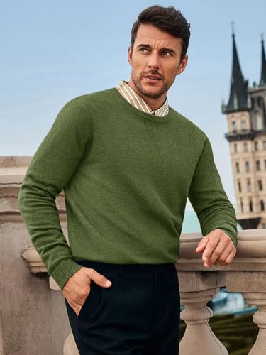 Image of Runcati Mens Crewneck Sweaters Casual Knit Lightweight Dress Sweater Long Sleeve Slim Fit Fall Winter Pullover