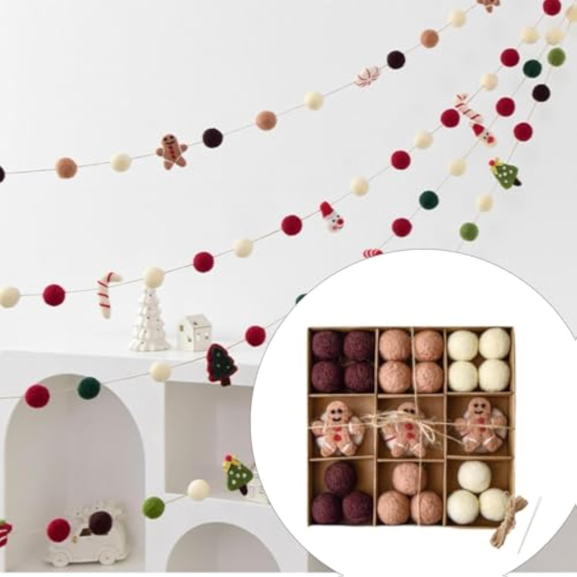 DIY Christmas Felt Ball Garland Set for Festival Decor
