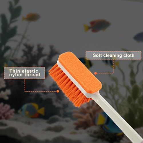 Image of Small Fish Tank Cleaner Brush, Algae Scraper for Aquarium, Glass Aquarium Cleaning Tool, Fish Tank Cleaner Adapted for Glass and Acrylic Aquariums (Longer)
