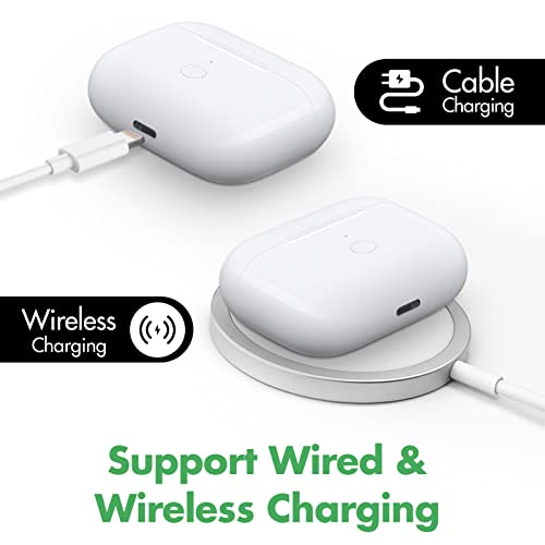Image of Wireless Charging Case Compatible with AirPods Pro 1st & 2nd Generation,Replacement Charger Case with Bluetooth Pairing Sync Button,White