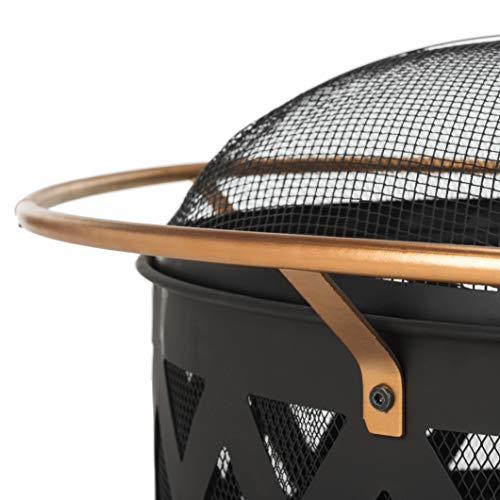 Safavieh Pit2003A Outdoor Collection Bryce Copper And Black Round Fire Pit #TOP4