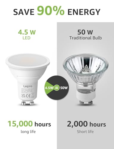 Lepro GU10 LED Warmweiss Lampen, 4.5W 345lm, Nicht Dimmbar, 5 Stück – Ansicht 3