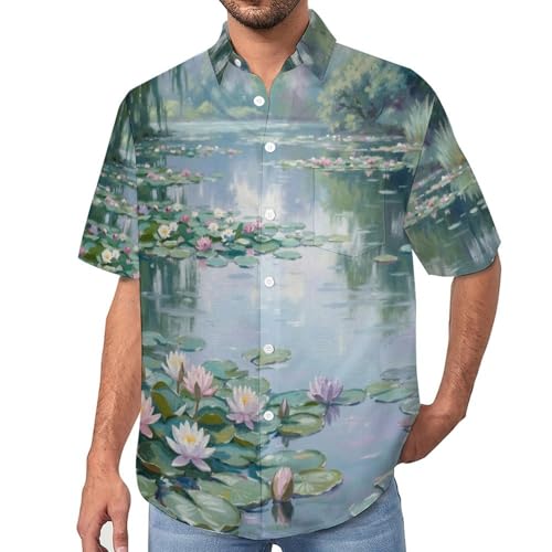 Chemise hawaïenne homme nénuphars à manches courtes d'été