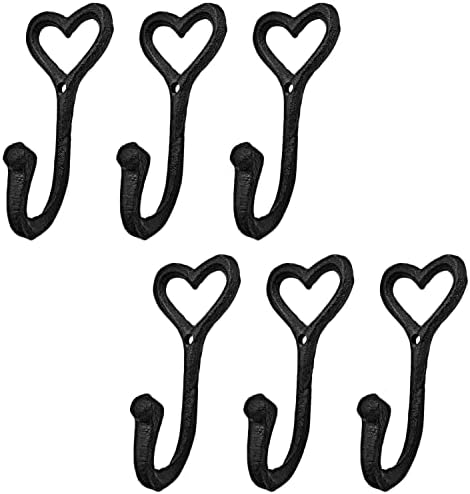 6 Pcs Vintage Rustic Cast Iron Design Wall Hooks Coat Hooks Rack, Decorative Wall Mounted Antique Shabby Chic Metal Home Bath Room Towel Coat Hooks Hanger