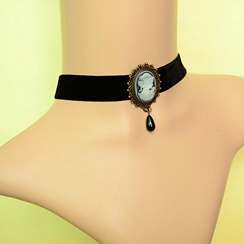 Elegant Noble Pure Beautiful Gothic Ribbon Black Velvet Pattern Necklace Neck Lace Party Choker Necklace Short Flower Necklace For Girls,Black Velvet With A Palace Beauty Avatar Pendant #TOP3