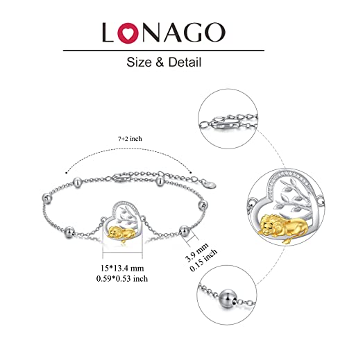 LONAGO Animal Bracelet for Women 925 Sterling Silver Lion Monkey Bracelet Jewelry4